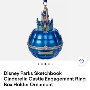 DISNEY PARKS SKETCHBOOK CINDERELLA CASTLE ENGAGEMENT BOX ORNAMENT